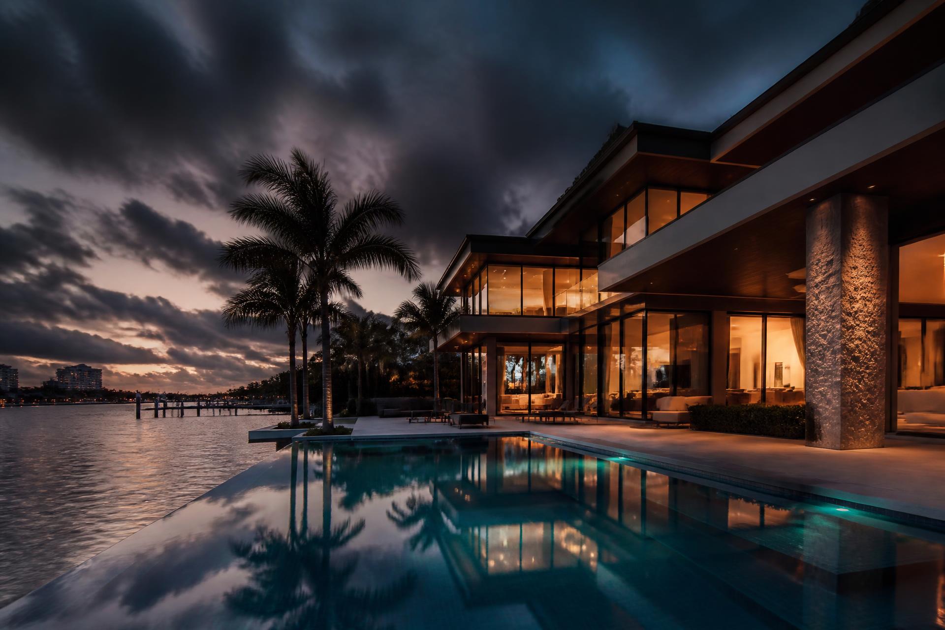 Waterfront property style in South Florida
